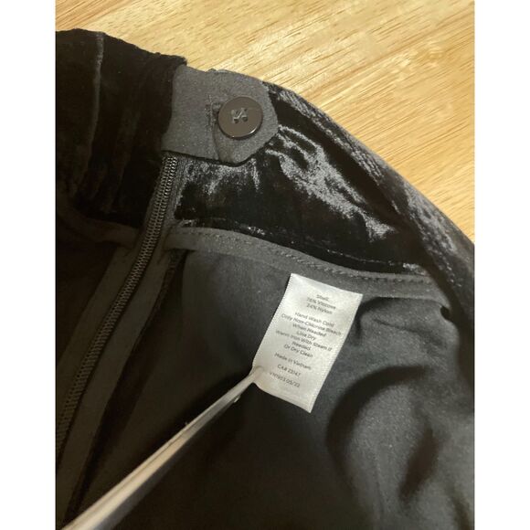 Talbots Black Velvet Straight Leg Pants Size 8 NWT $169 Side Zip Pockets - Picture 5 of 8